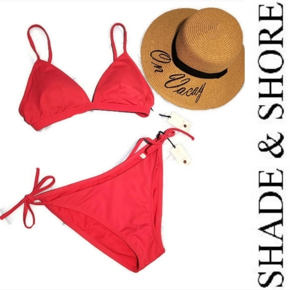 NWT Shade & Shore Pink Bikini Top and Bottom Set - Size Large
